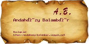 Andaházy Balambér névjegykártya